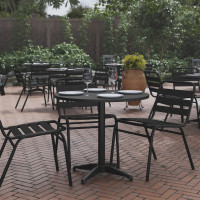 Flash Furniture TLH-052-3-BK-GG Mellie 31.5'' Black Round Metal Indoor-Outdoor Table with Base