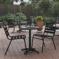 Flash Furniture TLH-053-1-BK-GG Mellie 23.5'' Black Square Metal Indoor-Outdoor Table with Base