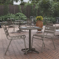 Flash Furniture TLH-053-1-BZ-GG Mellie 23.5'' Bronze Square Metal Indoor-Outdoor Table with Base