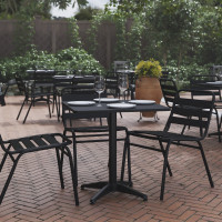 Flash Furniture TLH-053-2-BK-GG Mellie 27.5'' Black Square Metal Indoor-Outdoor Table with Base