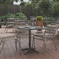 Flash Furniture TLH-053-2-BZ-GG Mellie 27.5'' Bronze Square Metal Indoor-Outdoor Table with Base