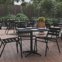 Flash Furniture TLH-053-3-BK-GG Mellie 31.5'' Black Square Metal Indoor-Outdoor Table with Base
