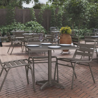 Flash Furniture TLH-053-3-BZ-GG Mellie 31.5'' Bronze Square Metal Indoor-Outdoor Table with Base