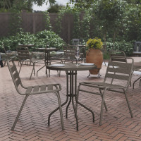 Flash Furniture TLH-070-1-BZ-GG Bellamy 23.75'' Bronze Round Tempered Glass Metal Table