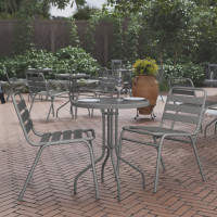 Flash Furniture TLH-070-1-SV-GG Bellamy 23.75'' Silver Round Tempered Glass Metal Table
