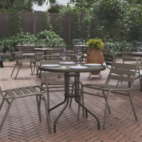 Flash Furniture TLH-070-2-BZ-GG Bellamy 31.5'' Bronze Round Tempered Glass Metal Table