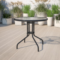 Flash Furniture TLH-070-2-GG Round Tempeglass Table in Black