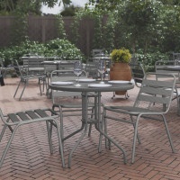 Flash Furniture TLH-070-2-SV-GG Bellamy 31.5'' Silver Round Tempered Glass Metal Table