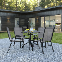 Flash Furniture TLH-0702303C-GY-GG Brazos 5 Piece Outdoor Patio Dining Set - 31.5