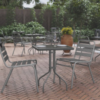 Flash Furniture TLH-073A-1-SV-GG Barker 23.5'' Silver Square Tempered Glass Metal Table