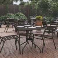 Flash Furniture TLH-073A-2-BZ-GG Barker 31.5'' Bronze Square Tempered Glass Metal Table