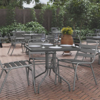 Flash Furniture TLH-073A-2-SV-GG Barker 31.5'' Silver Square Tempered Glass Metal Table