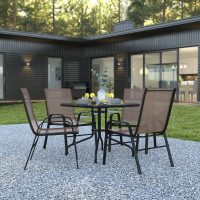 Flash Furniture TLH-073A2303C-BN-GG Brazos 5 Piece Outdoor Patio Dining Set - 31.5