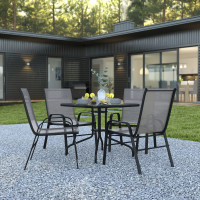 Flash Furniture TLH-073A2303C-GY-GG Brazos 5 Piece Outdoor Patio Dining Set - 31.5