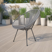 Flash Furniture TLH-094-GREY-GG Valencia Oval Comfort Series Take Ten Grey Rattan Lounge Chair 