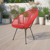 Flash Furniture TLH-094-RED-GG Valencia Oval Comfort Series Take Ten Red Rattan Lounge Chair 