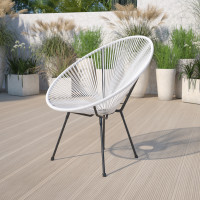 Flash Furniture TLH-094-WHITE-GG Valencia Oval Comfort Series Take Ten White Rattan Lounge Chair 