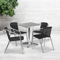 Flash Furniture TLH-ALUM-24SQ-020BKCHR4-GG Indoor-Outdoor Table Set in Aluminum Black