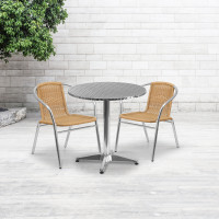 Flash Furniture TLH-ALUM-28RD-020BGECHR2-GG Indoor-Outdoor Table Set in Aluminum Beige