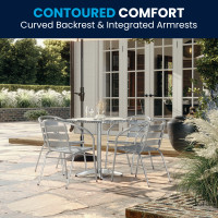 Flash Furniture TLH-ALUM-28SQ-017BCHR4-GG 27.5" Square Aluminum Indoor-Outdoor Table with 4 Slat Back Chairs