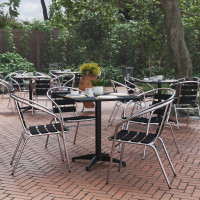 Flash Furniture TLH-ALUM-28SQ-017BK4-GG Lila 27.5'' Black Square Aluminum Indoor-Outdoor Table Set with 4 Black Slat Back Chairs