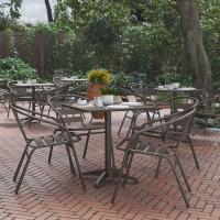 Flash Furniture TLH-ALUM-28SQ-017BZ4-GG Lila 27.5'' Bronze Square Aluminum Indoor-Outdoor Table Set with 4 Bronze Slat Back Chairs