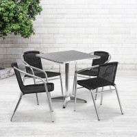 Flash Furniture TLH-ALUM-28SQ-020BKCHR4-GG Indoor-Outdoor Table Set in Aluminum Black