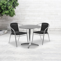 Flash Furniture TLH-ALUM-32RD-020BKCHR2-GG Indoor-Outdoor Table Set in Aluminum Black