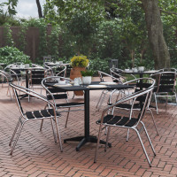 Flash Furniture TLH-ALUM-32SQ-017BK4-GG Lila 31.5'' Black Square Aluminum Indoor-Outdoor Table Set with 4 Black Slat Back Chairs