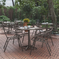Flash Furniture TLH-ALUM-32SQ-017BZ4-GG Lila 31.5'' Bronze Square Aluminum Indoor-Outdoor Table Set with 4 Bronze Slat Back Chairs