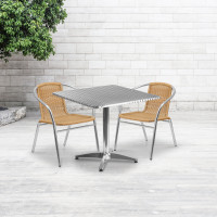 Flash Furniture TLH-ALUM-32SQ-020BGECHR2-GG Indoor-Outdoor Table Set in Aluminum Beige
