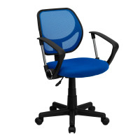 Flash Furniture Mid-Back Blue Mesh Task Chair and Computer Chair with Arms WA-3074-BL-A-GG
