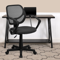 Flash Furniture Mid-Back Gray Mesh Task Chair and Computer Chair with Arms WA-3074-GY-A-GG