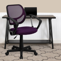 Flash Furniture Mid-Back Purple Mesh Task Chair and Computer Chair with Arms WA-3074-PUR-A-GG