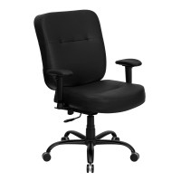Flash Furniture Hercules Series 500 lb. Capacity Big and Tall Black Leather Office Chair with Arms and Extra WIDE Seat WL-735SYG-BK-LEA-A-GG