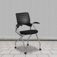 Flash Furniture Mobile Nesting Chair with Arms and Black Fabric Seat WL-A224V-A-GG