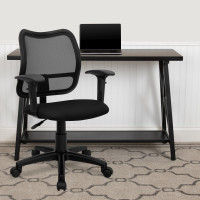Flash Furniture Mid-Back Mesh Task Chair with Black Fabric Seat and Arms WL-A277-BK-A-GG