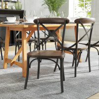 Flash Furniture X-BACK-METAL-FW Advantage X-Back Chair with Metal Bracing and Fruitwood Seat