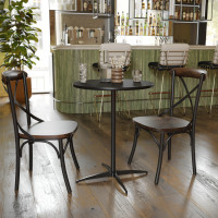 Flash Furniture XA-24-COTA-BK-GG Lars 24'' Round Wood Cocktail Table with 30'' and 42'' Columns, Black