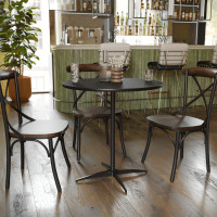 Flash Furniture XA-30-COTA-BK-GG Lars 30'' Round Wood Cocktail Table with 30'' and 42'' Columns, Black
