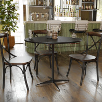 Flash Furniture XA-36-COTA-BK-GG Lars 36'' Round Wood Cocktail Table with 30'' and 42'' Columns, Black