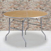 Flash Furniture 48'' Round HEAVY DUTY Birchwood Folding Banquet Table with METAL Edges XA-48-BIRCH-M-GG
