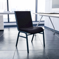 Flash Furniture Hercules Series Heavy Duty, 3'' Thickly Padded, Black Patterned Upholstered Stack Chair XU-60153-BK-GG