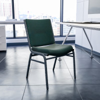 Flash Furniture Hercules Series Heavy Duty, 3'' Thickly Padded, Green Patterned Upholstered Stack Chair XU-60153-GN-GG