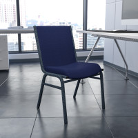 Flash Furniture Hercules Series Heavy Duty, 3'' Thickly Padded, Navy Patterned Upholstered Stack Chair XU-60153-NVY-GG