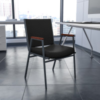 Flash Furniture Black Upholstered Stack Chair with Arms XU-60154-BK-GG