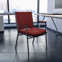 Flash Furniture Hercules Series Heavy Duty, 3'' Thickly Padded, Burgundy Patterned Upholstered Stack Chair with Arms XU-60154-BY-GG