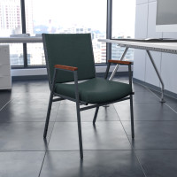 Flash Furniture Hercules Series Heavy Duty, 3'' Thickly Padded, Green Patterned Upholstered Stack Chair with Arms XU-60154-GN-GG