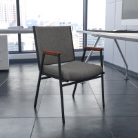 Flash Furniture Hercules Series Heavy Duty, 3'' Thickly Padded, Gray Upholstered Stack Chair with Arms XU-60154-GY-GG