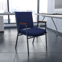 Flash Furniture Hercules Series Heavy Duty, 3'' Thickly Padded, Navy Patterned Upholstered Stack Chair with Arms XU-60154-NVY-GG
